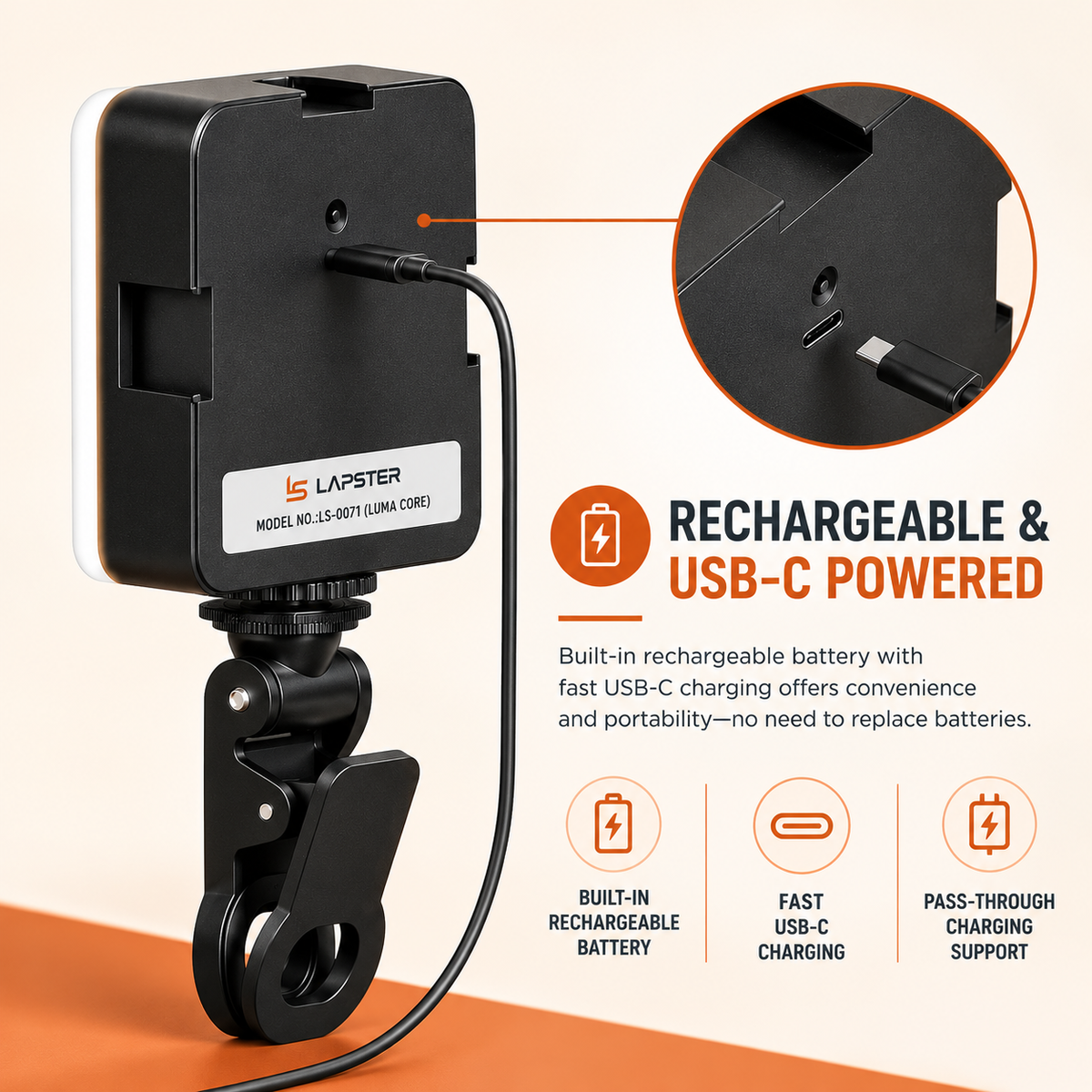 ALVON LED Influencer Light – Clip-On & Rechargeable