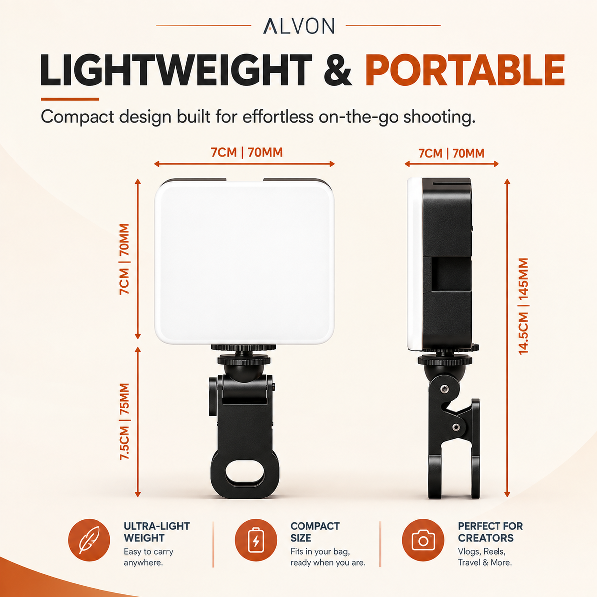 ALVON LED Influencer Light – Clip-On & Rechargeable