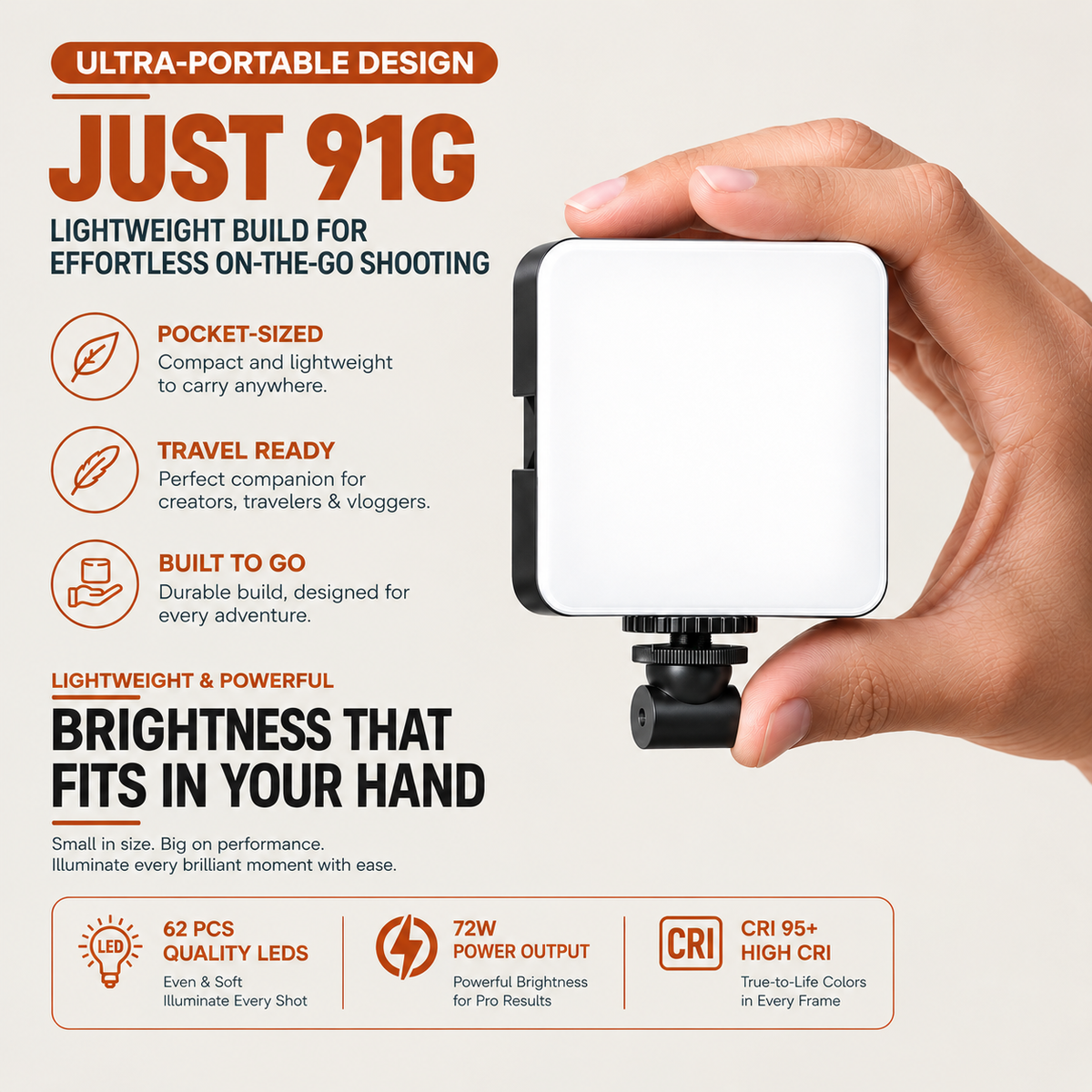 ALVON LED Influencer Light – Clip-On & Rechargeable