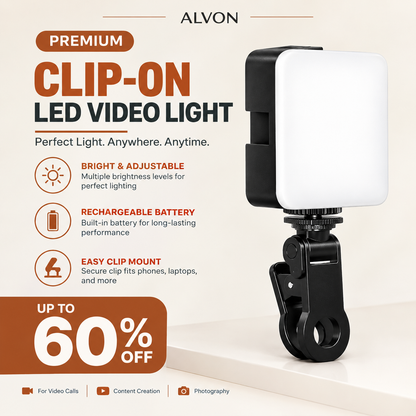 ALVON LED Influencer Light – Clip-On & Rechargeable
